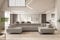 Kaiser Möbel - Ecksofa mit Schlaffunktion - Wohnlandschaft U Form - Big Sofa 345 x 202 cm - Relaxsofa mit 8 Verstellbaren Kopfstützen und 2 x Bettkasten - Eckcouch Groß, XXL - Falio U Kaltesbeige