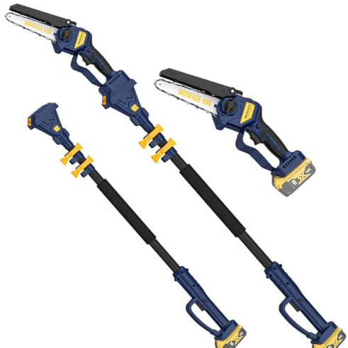 IRONFACE 2-in-1 Cordless Pole Saw & Mini Chainsaw Combo for DeWalt 20V Batteries- 6-Inch Brushless Telescoping Saw with 9.3-Feet Reach, for Tree Trimming, Pruning & Garden Work(Tool Only)