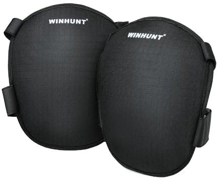 WINHUNT Rodilleras profesionales, resistentes al agua, banda ajustable de 16 a 24.4 pulgadas, color negro