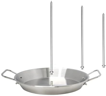 Multifunktionaler vertikaler Fleischspieße, Ständer, Edelstahl-Konstruktion, 3 Spikes, Grillpfanne, inklusive vertikalem Grillrost