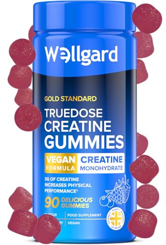 Wellgard Creatine Gummies - Truedose 3000mg Creatine Monohydrate Gummy, Batch Tested & Lab Verified, 90 Gummies 30 Day Supply, Vegan