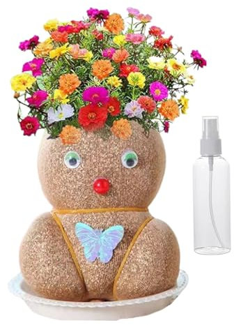 Wachstum der Graskopfpuppe, Graspuppe - Mini -Grashead -Haare Wachsen Spielzeug - Bildungsvorräte mit Tabletts und Sprühflaschen, um Kinder zu kultivieren, die die Fähigkeit zur Gartendekoration für F