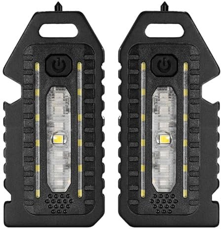ZFFOZZ 2 Pack LED Red Blue Shoulder Tactical Police Flashlight With Clip USB Rechargeable Torch Bike Taillight Helmet Warn Light(Silver,Size-1)