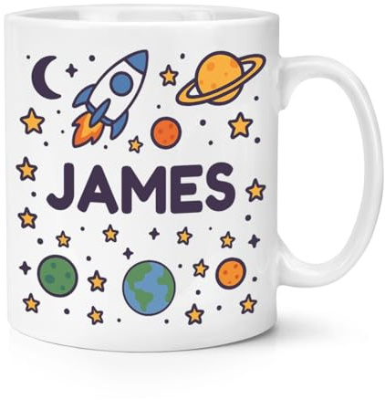 Personalised Space Theme 10oz Mug Cup Name Custom Spaceman Alien Planets Astronaut Rocket