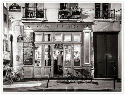Posterlounge Kleine Bar in Paris Poster | 40 x 30 cm von Assaf Frank Schwarz-Weiß Wandbilder Wanddeko
