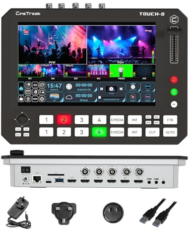 Touch-S 10.1” Touchscreen Video Switcher, 6-Kanal HDMI/SDI Live Streaming Mixer mit PTZ Kamera Steuerung, Multi-View Überwachung, USB Capture, Audio Mixing und Aufnahme