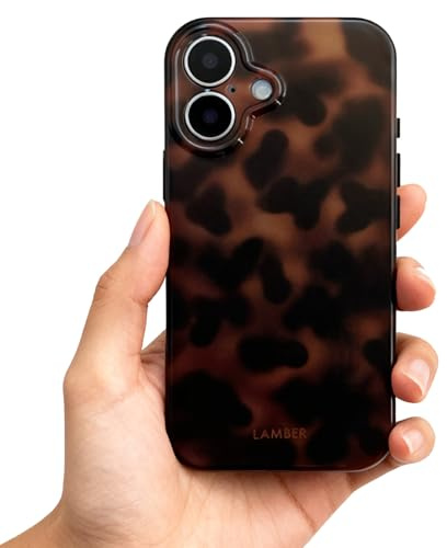 Gigikill Compatible With iPhone 16 Case, Cute Leopard Print Brown Amber Aesthetic Tortoiseshell Design, Shockproof Liquid Silicone Protective Phone Case For Women Girls