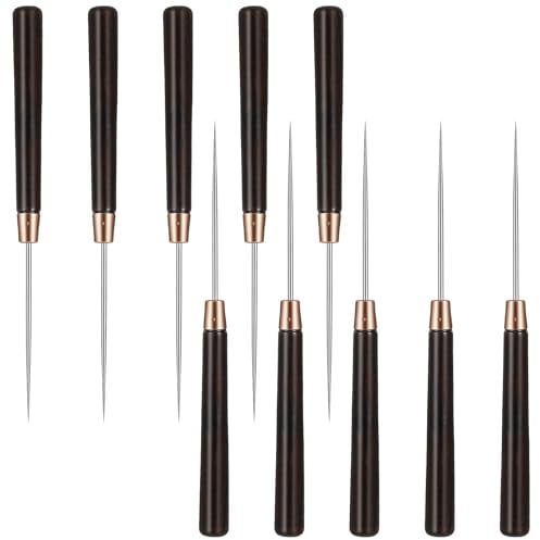 Xinjoduz 10 Stück Prickelnadel Set, Buchbinder Werkzeug, Ahle Werkzeug für Leder Schneiden, Punch Needle Awl Tool für Heimwerken und Reparaturen