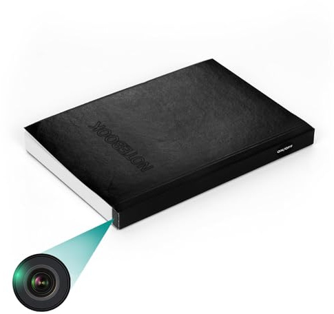 KGQO 1080P Camera Espion Cachée Carnet de Notes Mini Caméra Interieur de Surveillance Enregistrement Boucle Sécurité Domestique Réunions d'affaires et Apprentissage Pas de Wi-FI Nécessaire (Black)