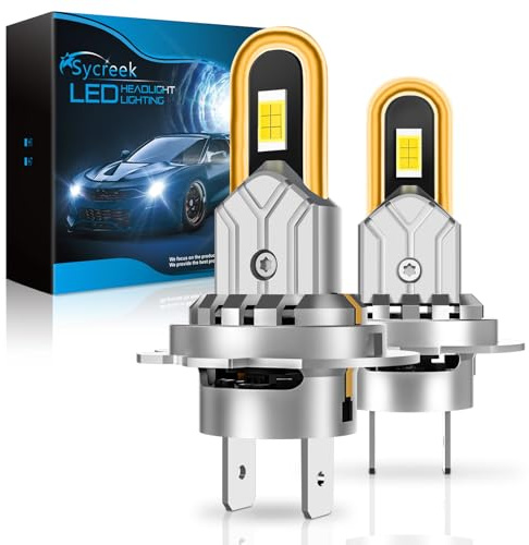 Sycreek Bombilla LED H7, 30000LM 100W Kit de Sustitución de Luces Tubo en U H7 LED, Plug and Play Tamaño 1:1 Faro 6500K Blanco Luz de Carretera y Luz de cruce para Coche 12V