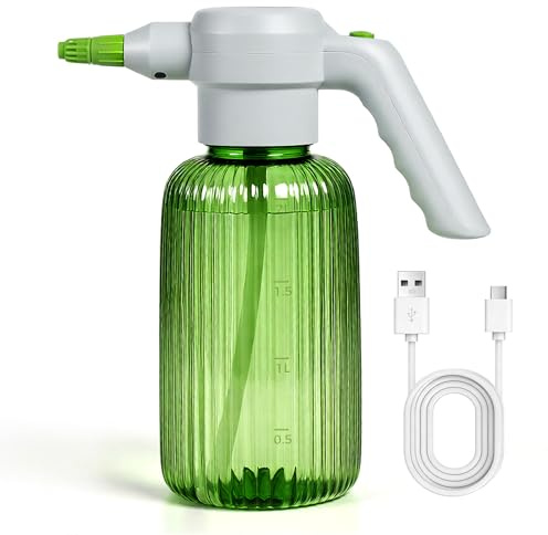 Diivoo Pulverizador Eléctrico de Jardín 2L, 3 Velocidades y 2 Modos (Neblina y Chorro), Depósito Visible, Batería Recargable 2000mAh, Pulverizador Portátil de Agua para Plantas de Interior y Balcón