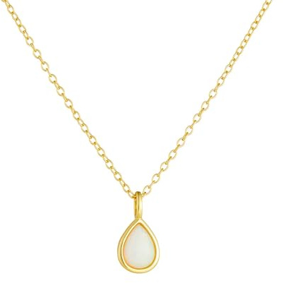 RDSGYZ Halskette Damen 375 Gold, Kette Anhänger Tropfen mit Opal Halskette 45CM Hochzeit Braut
