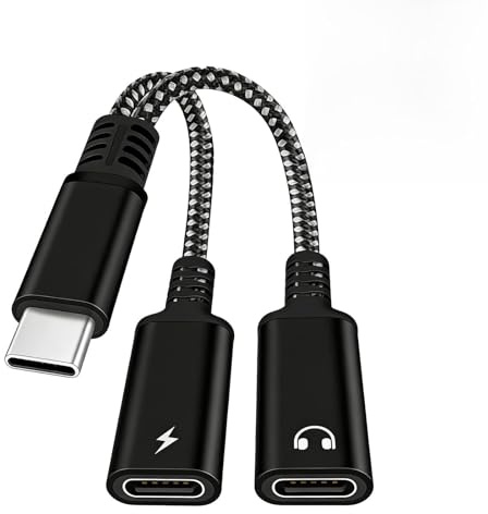 GifBasg Adaptador USB C Doble 2 en 1, Divisor para Carga y Audio, Compatible con Carga Rápida PD, para Samsung Galaxy S23/S22/S21 y Otros Dispositivos Tipo C, Auriculares y Carga Simultánea