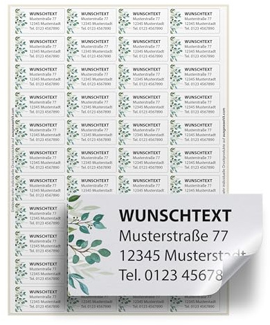 Adressaufkleber personalisiert – 44 Adressetiketten selbstklebend – 4,6 x 2,4 cm – Absender Aufkleber mit Name selbst gestalten – (Motiv 6)