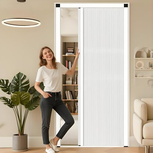 Faltbare Akkordeon-Tür – wasserdicht und wärmeisoliert, platzsparend für Küche, Schrank, Waschküche, Raumteiler (B × H: 205 × 190 cm)