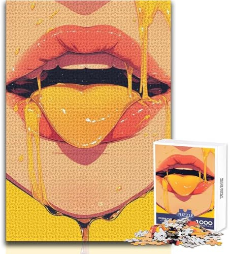 Honey Dripping Lips Jigsaw Puzzles 1000 Pieces for Teenagers Cognitive Development Fun Game Special Thoughtful Celebration Present Size 38x26cm