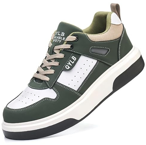 AOACOEBN Arbeitsschuhe Herren Damen Sicherheitsschuhe Leicht rutschfest Stahlkappenschuhe Sportlich Schutzschuhe,Grün,39 EU