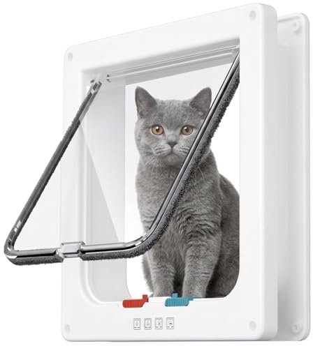 20x1.8cm Cat Door for Windows with 4 Way Lock, 2-Way Entry Exit Cat Door
