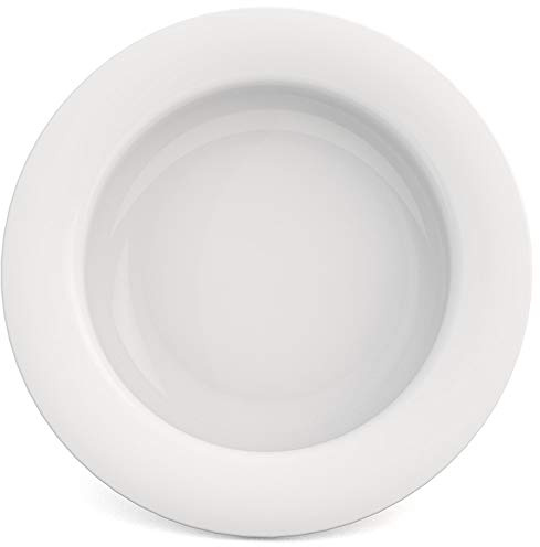 Ornamin Schale mit Kipp-Trick Ø 15,5 cm weiß | Spezialteller mit Randerhöhung für selbstständiges Essen | Esshilfe, Melamin, Anti-Rutsch Schale, Tellerranderhöhung