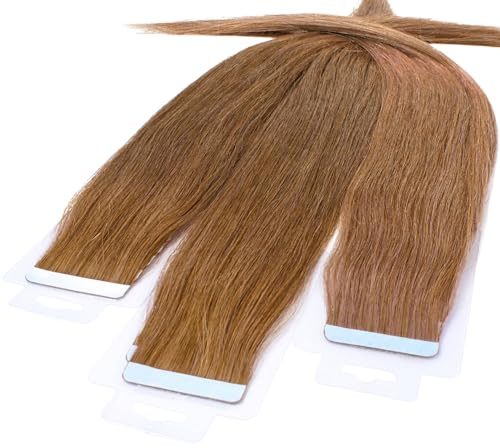 hair2heart Tape Extensions Echthaar Glatt - 10 Tapes 2.5g 50cm Dunkelblond