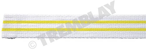 Rouleau de 25 METRES de Ceinture de Judo Blanc et 2 Traits Jaune