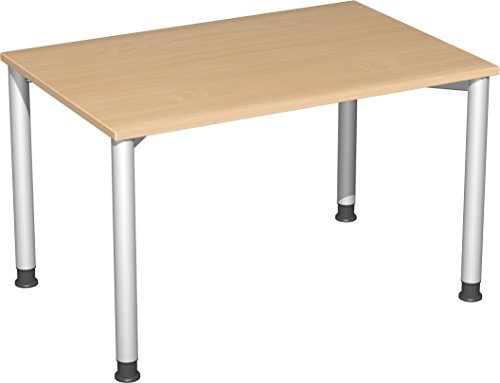 Gera Möbel 4 Fuß Flex Schreibtisch, Holzdekor, buche/Silber, 120 x 80 x 72 cm