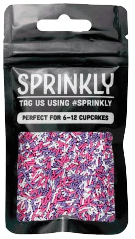 White, Pink & Lilac Sugar Strands cake sprinkles 30g for cake or cupcake decorations