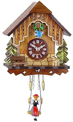Eble Miniatur Schwarzwalduhr mit batteriebetriebenem Quartzwerk und Kuckucksruf 15970