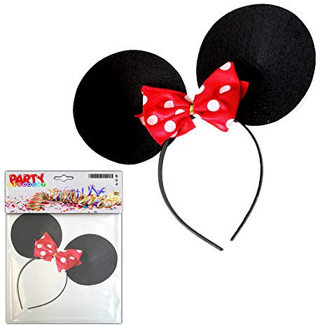 PARTY DISCOUNT Lot de 10 serre-têtes Minnie avec nœud rouge et blanc