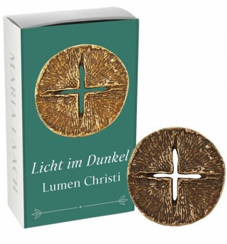 Hochwertiges Handschmeichler Kreuz - durchbrochen - in blauer Geschenkschachtel, Ø 4,3 cm, Handkreuz aus Bronze