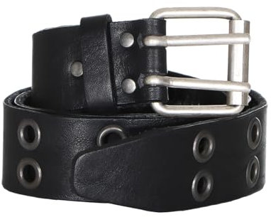 Harrys-Collection Damen Herren Ledergürtel aus Vollrindleder mit Doppeldorn, Bundweite:95, Farben:schwarz