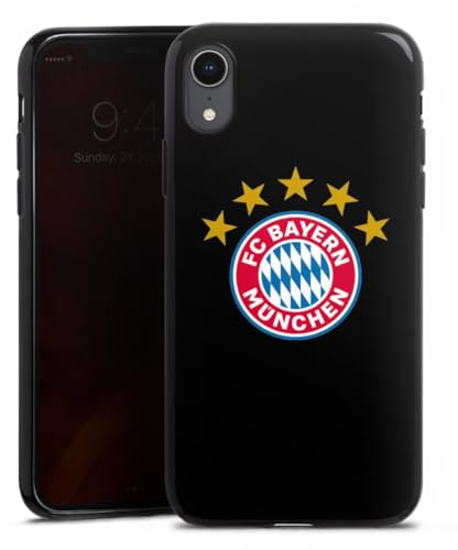 Silikon Hülle kompatibel mit Apple iPhone Xr Case schwarz Handyhülle FC Bayern München FCB Sterne