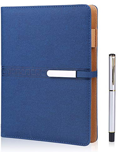 FOBOZONE A5 liniertes Notizbuch, 6 Ring nachfüllbares Hardback-Notizbuch mit Stifthalter, 100 Blatt, Schreibblöcke, Tagebuch, Bürobedarf