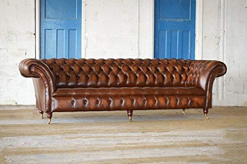 jvmoebel Braune Chesterfield Couch Sofa Polster 4 Sitzer Couchen Sitz Garnitur Sofas Neu