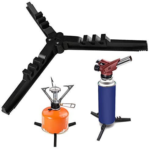 Caudblor Support de Réservoir de Gaz Réchaud à Gaz Stand Pliable Cartouche Canister Support Trépied Multi-usages Portable pour Camping