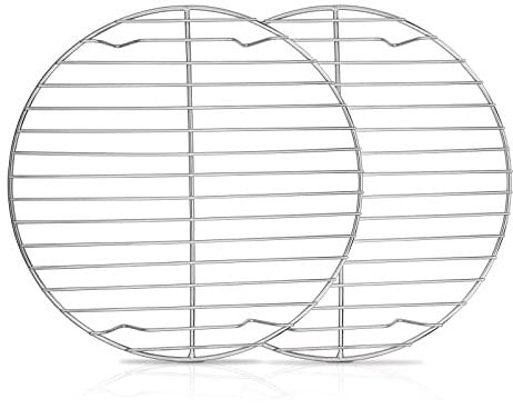 Homikit Lot de 2 grilles de refroidissement rondes en acier inoxydable pour la cuisson, le refroidissement à la vapeur, saines et durables, inoxydables et passent au lave-vaisselle, 23 cm