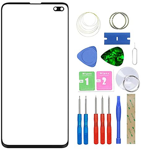 MovTEK Display Glas Frontglas Reparatur Set Original kompatibel mit Samsung Galaxy S10 5G G977B (NOT G973F) inkl. Werkzeugsatz -Schwarz