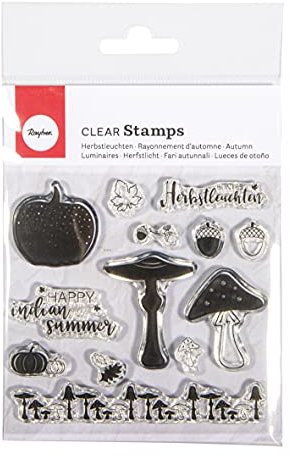 Rayher Clear Stamps Herbstleuchten, Bogen 102,5 x 97 mm, 13 Motive, klare, transparente Stempel, durchsichtig, Silikonstempel, 50251000, Natur, 15