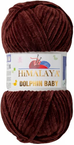 Strickfein Himalaya Dolphin Baby Wolle Garn Baumwolle Strickwolle zum Stricken häkeln (80336 Dunkelbraun)