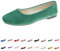 Hwalleum Women's Casual Square Toe Ballet Flats Ladies Stylish Slip On Ballerina Flats Girls Fashionable Solid Color Ballet Pumps Dolly Shoes Womens Comfy Office Driving Flat Shoes Loafers Green