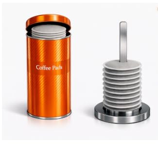 James Premium Kaffeepaddose - Kaffeepads Dose hält die Pads länger frisch - Pad Dose für Kaffeepads ORANGE - auch geeignet für Senseo Pads - Plus Padheber