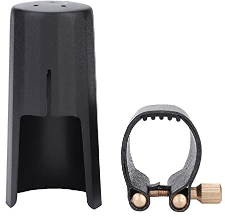Tiiyee Sax Mundstück Ligatur, PU Blattschraube Mit Kunststoffkappe Tenorsaxophon Saxphone Musikinstrumentenzubehör Jazz Musikinstrument Clip Verschluss Saxophon Anfänger Professionelle Saxophonisten