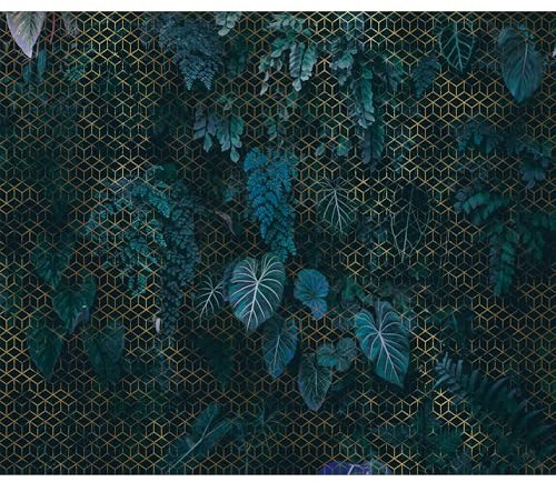 decomonkey Fototapete selbstklebend Geometrisch Abstrakt 196x140 cm Selbstklebende Tapeten Wand Fototapeten Tapete Wandtapete klebend Klebefolie Pflanzen Natur Art Deco Büro Flur Türkis