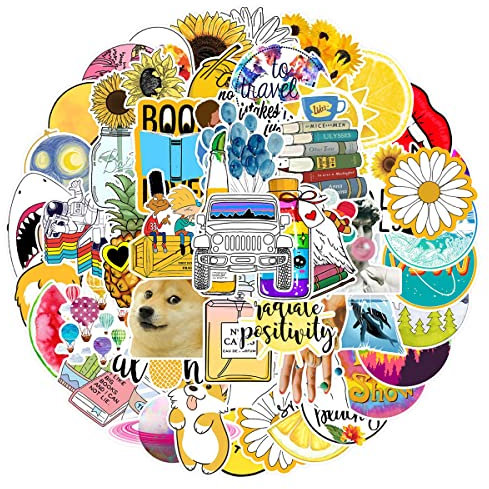 MARSFORCE Vsco Gelb Aufkleber, Schöne Wasserdicht Vinyl Stickers für Laptop Wasserflaschen Skateboard Gepäck Auto Motorrad Fahrrad Gitarre PS4 Koffer Scrapbook Handy Pad [50 Stück]