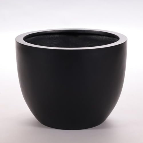 Eleganteinrichten Pflanzkübel; Blumenkübel; Pflanztopf; Blumentopf; Fiberglas, rund konisch D50xH38cm schwarz-matt.