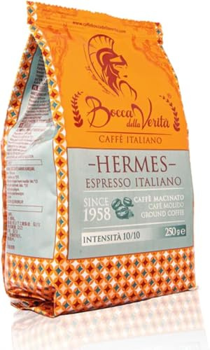 BOCCA DELLA VERITA® - Café moulu italien HERMES Ristretto Napoli 10A/90R en sachet de 250 grammes avec valve de protection