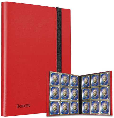 Sammelkarten Album, 9 Pocket 360 Karten Ordner, Sammelmappe karten Ordner, Hochwertiges Wasserdicht PU Leder Card Binder Sammelheft-Album für Sports TCG (Rot) Geschenke für Jungen Kinder