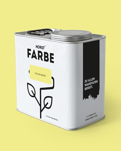HORST Wandfarbe Stachelbeere 10L - Hochwertige Innen-Farbe - Hohe Deckkraft & Schnelltrocknend - Geruchsneutral - Spritz- & Tropffrei - 100% Natürlich - Gelb