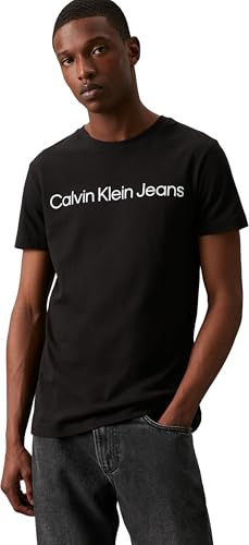 Calvin Klein Herren T-Shirt Kurzarm Core Institutional Logo Slim Tee Rundhalsausschnitt, Schwarz (Ck Black), S
