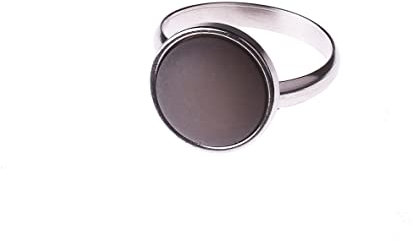Adi-Modeschmuck verstellbarer Ring 'Elisa', 12mm Polaris Cabochon in einer in der Größe verstellbaren Fassung aus Edelstahl, handgefertigt in Berlin (Dunkelgrau)